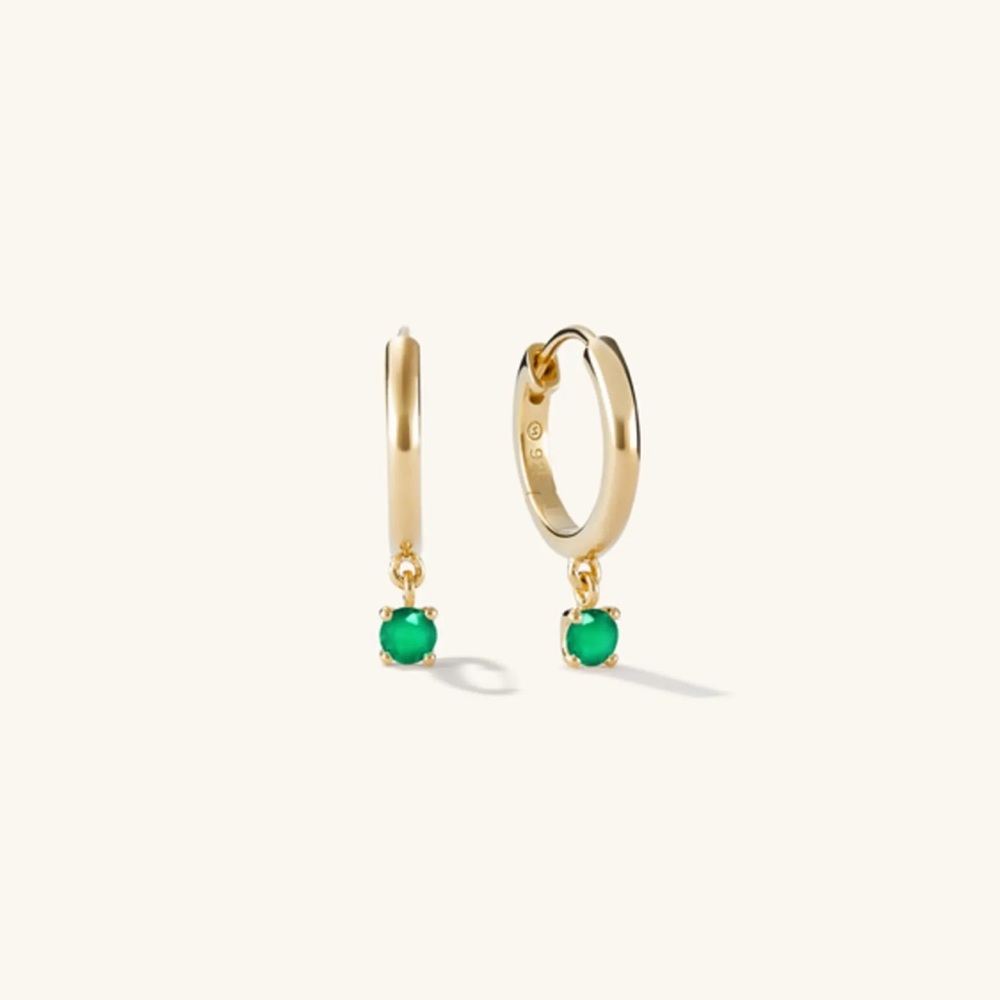 mejuri round green agate hoops